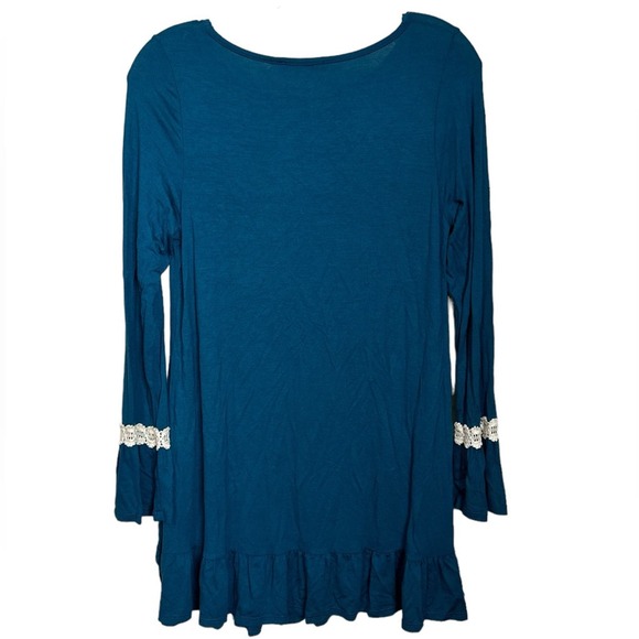 New Women's‎ Teal Ruffle and Lace Long Sleeve Top size Small - Picture 3 of 5